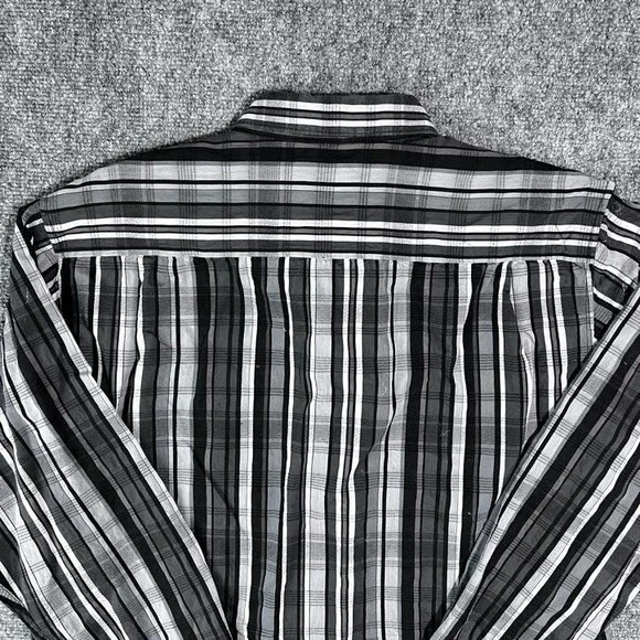 Tommy Bahama Long Sleeve Striped Black White Gray Cotton/Silk Blend Large - Picture 9 of 11